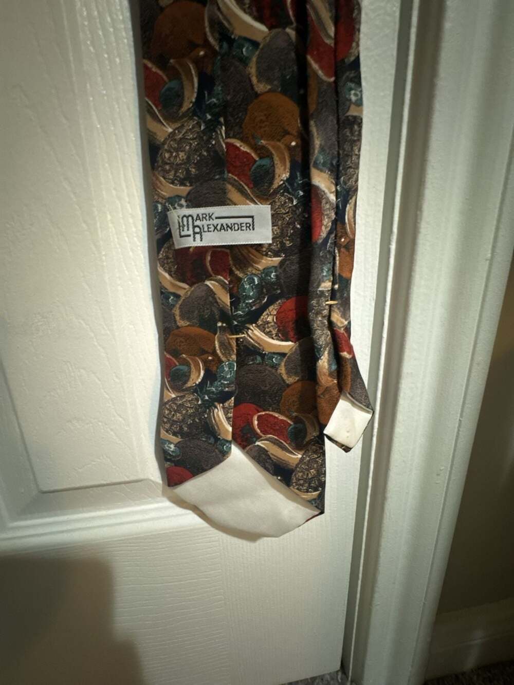 Mark Alexander Vintage Abstract Fruit Print Silk Necktie